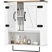 KOMFOTTEU Hängeschrank Badezimmerschrank Wandschrank mit Handtuchhalter & 3 Ablagen