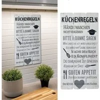 CEPEWA Kunstdruck Plankenschild Wandbild weiß Shabby Küchenregeln, Küchenregeln weiß