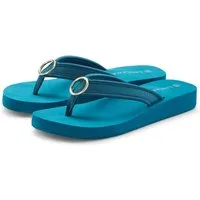 LASCANA Sandale, Badeschuh, Pantolette, Badelatsche, Flip Flop, Sommerschuh, Badezehentrenner Zehentrenner mit Ringapplikation "Italy" VEGAN