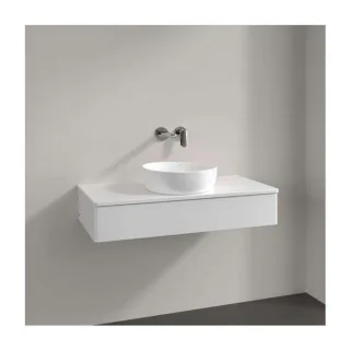 Villeroy und Boch Antao Waschtisch-Unterschrank L09050GF mit Beleuchtung, 1 Auszug, 1000 x 190 x 500 mm, Front ohne Struktur, Glossy White Lacquer / Glossy White Lacquer