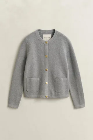 GANT - Strickjacke aus Baumwolle grey melange - Gr. - M