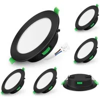 ALUSSO LED Einbaustrahler 6er-Set, Decken Leuchte, Flach Strahler für Bad, Wohnzimmer, 230V, 5W, 72-85 mm, Rund