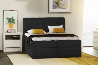 Boxspringbett Schlafzimmerbett TURIN Kunstleder Schwarz 160x200 cm