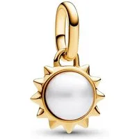 Pandora Charm-Einhänger Vergoldeter PANDORA Mini Charm Anhänger Sonne mit Perle