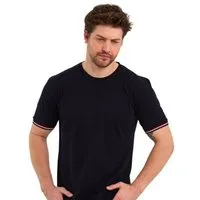 COMEOR T-Shirt Basic Herren Kurzarm Rundhalls (Packung, 1-tlg) mit gestreiften Ärmel Bündchen