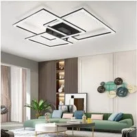ZMH LED Deckenleuchte Whonzimmer Dreifaches Quadratisches Design Kristall Innen Lampe 82W, Dimmba/mitFernbedienung, LED fest integriert, Warmweiß-Neutralweiß-Kaltweiß, mit Fernbedienung für Schlafzimmer Büro Küche