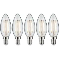 Paulmann LED-Filament 5er Pack 2,6W Kerze E14 klar 2700K, E14, 5 St., Warmweiß