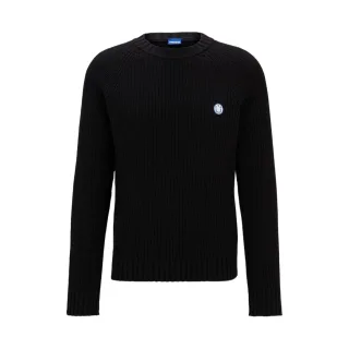 Hugo - Pullover für Herren/Damen Unisex, Regulär, Raglanärmel (Schwarz)