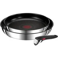 Tefal Pfannen-Set Ingenio Preference, Pfannenset abnehmbarer Griff, Antihaftversiegelung, Edelstahl (Set, 3-tlg., 2x Pfannen Ø 24/28 cm, 1x abnehmbarer Griff, Made in France), stapelbar, platzsparend, einfache Reinigung, Induktion, L97394