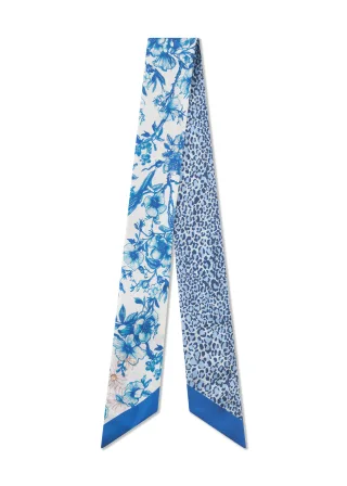 Twilly aus reiner Seide mit Blumen-Leo-Print blau - Gr. - one size