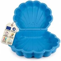 BigDean Sandkasten XXL Wassermuschel Sandmuschel 2-teilig aus Kunststoff mit Deckel Blau, (Packung, 2-tlg., Mit Muscheldeckel), Robust, Wetterfest, UV-beständig