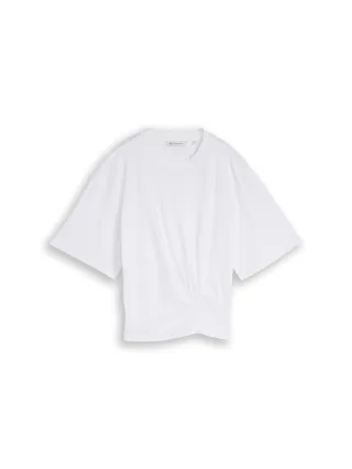 Denim Tom Tailor - T-Shirt mit Knotendetail white - Gr. - M