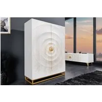 riess-ambiente Barschrank GOLDEN SUNSET 140cm weiß/gold- Mangoholz, handmade, 3D Front, Stauraum (Einzelartikel, 1-St) massive Hausbar - ideal für Wohnzimmer, Esszimmer & Essbereich