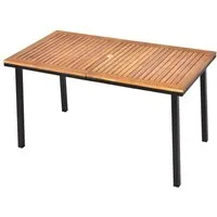 COSTWAY Gartentisch, mit Schirmloch, Esstisch für 6-8 Personen, Holz