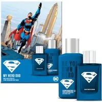 DC Comics Parfümzerstäuber DC Comics Superman My Hero Duo Eau de Toilette EdT 50ml + Duschgel 150