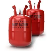 Party Factory Helium Set mit 2 Heliumflaschen für je 50 Ballons, je 400l Gasfüllung, Helium, Ballongas, Einwegflasche