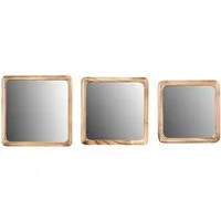 Levandeo® Wandspiegel, 3er Set Wandspiegel 25cm 30cm 35cm Holz Natur Braun Spiegel