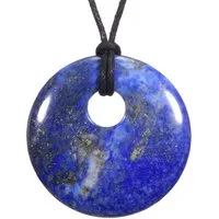 Morella Kette mit Anhänger Halskette 80 cm Donut Steinscheibe Anhänger (1-tlg), Damenkette mit Edelstein, Chakra, im Samtbeutel