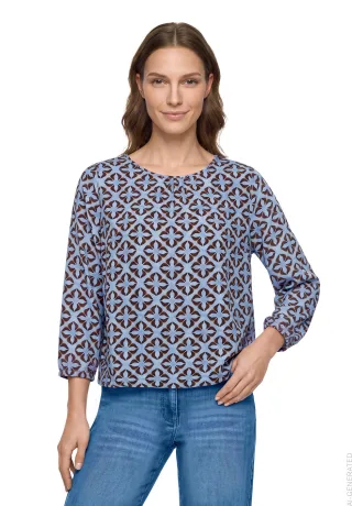 Betty Barclay - Schlupfbluse Blau/Braun - Gr. - 40