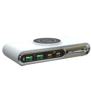 Bakeey WLX-F9A 72W 4-Port USB PD Charger with Wireless Magnetic Charger Pad 2USB-A+2USB-C PD QC3.0 Fast Charging Desktop