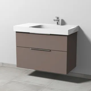 Sanipa 3way Waschtischunterbau zu Geberit Xeno2 Waschtisch mit 2 Auszügen, Taupe-Matt UP6631T