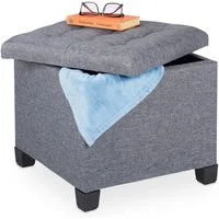 relaxdays Sitzhocker Gepolsterter Sitzhocker in Grau