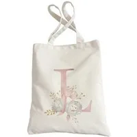 Bwecuy Umhängetasche Baumwolltasche Initial Canvas Tote Bags, Einkaufstasche Strandtasche, für Frauen Kollegin Freunde zum Geburtstag, Hochzeit, Muttertag