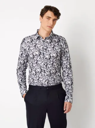 DESOTO - Casual Kent 1/1 greyish flowers - Gr. - XL