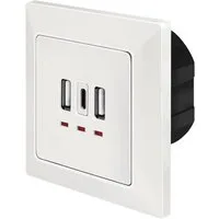LogiLink Unterputz-Steckdose PA0254, 2x USB-A 1x USB-C, LED-Anzeige, Weiß