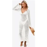 Imily Bela Strandkleid Damen Häkelstrick Beach Bikini Cover-Up Strandüberwurf (Packung, 1-tlg., 1per-Pack) mit Glockenärmeln und V-Ausschnitt