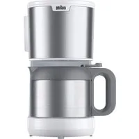 Braun Filterkaffeemaschine PurShine KF1505 WH mit Thermokanne, 1,2l Kaffeekanne, Papierfilter, 1000W, automatische Abschaltung, herausnehmbarer Filterkorb, Edelstahl