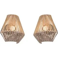 Reality Leuchten LED Wandleuchte, Dimmfunktion, LED fest integriert, Warmweiß, 2er SET Boho Akku innen Wand-Lampen kabellos ohne Strom, Höhe 19cm