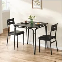 GarveeMore Essgruppe Ktichen Tisch mit 2 Stühlen für Küche & Esszimmer, Kompaktes Esszimmer-Set für kleine Räume(mit 2 Weiches Kissen Stühlen)
