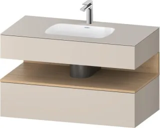 Duravit Qatego Einbauwaschtisch mit Konsolenwaschtischunterbau Taupe Matt 1000x550x600 mm - QA478603 QA4786030910010