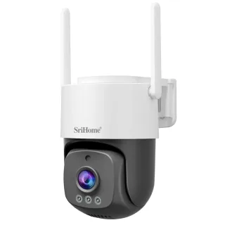 SriHome SH056 PTZ Security Camera 3MP 2K Ultra HD Full Color Night Vision Human Motion Two-Way Audio Visual Alarm IP66 W