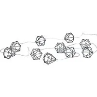 Levandeo® Lichterkette, 10er Lichterkette LED Metall Schwarz Polygon Diamant Licht Timer Deko