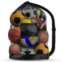 TUWENA Balltasche Extra Große Ballnetz, Tasche aus Netzgewebe, Tragbare Sports Ballnetz, Mit Kordelzug Schultergurt für Fußball Basketball Volleyball Rugbyball