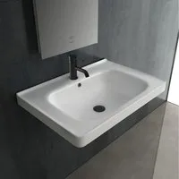 Alpenberger Waschbecken Gäste WC Keramik Handwaschbecken - Waschbecken Eckig (1-tlg. Waschplätze, Hängewaschbecken mit Überlauf), Bad Waschtisch 65 cm Breit mit Nano Beschichtung
