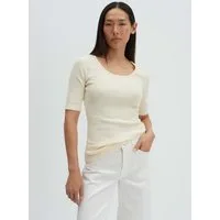 someday Kurzarmshirt Kladena aus Rippjersey Tiefer Rundhals, figurbetonter Everyday-Klassiker