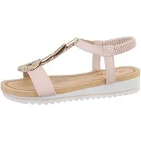 Ital-Design Damen Freizeit Riemchensandalette (86016999) Keilabsatz/Wedge Keilsandaletten in Beige