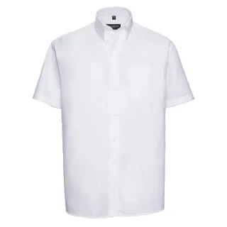 Russell Collection - "Oxford" Hemd Pflegeleicht für Herren kurzärmlig (Weiß)