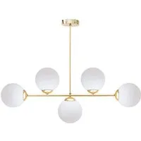 Licht-Erlebnisse Deckenleuchte DEKUT, ohne Leuchtmittel, Glas Metall in Gold Weiß E27 Kugel Schirm Modern