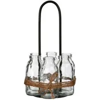 NaDeco Dekovase Deko Glasflaschen 10,5 x 4,8cm mit Dekoständer Dekoflaschen