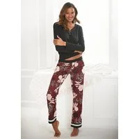 s.Oliver Pyjama (Set, 2 tlg) im Blumen-Dessin mit Streifen-Details