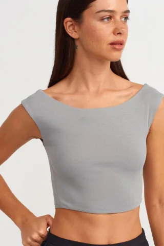Damen ärmelloses Crop Top mit Bootauschnitt