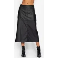 SASSYCLASSY Minirock Femininer A-Linien-Rock Damen aus Kunstleder Schwingender Rock Damen in edler Lederoptik Schwarz Camel