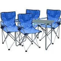 Mojawo Essgruppe 5-teiliges Campingmöbel Set blau 4x Stuhl inkl. Tasche + 1x Tisch