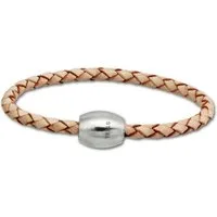 SilberDream Edelstahlarmband SilberDream Leder Armband 19cm natur (Armband), Armbänder für Damen, Herren aus Edelstahl (Stainless Steel), Farbe: na