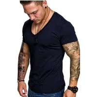 Amaci&Sons T-Shirt EUGENE Basic T-Shirt mit V-Ausschnitt Herren Einfarbig Vintage V-Neck Basic V-Ausschnitt Shirt