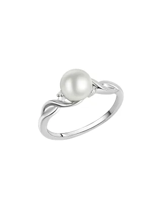 Zeeme Pearls Ring Silber 925 rhodiniert mit weißer Perle & Zirkonia